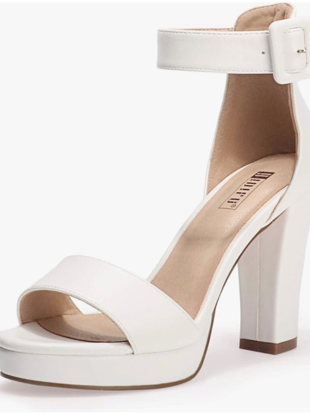 White Platform Chunky High Heels Ankle Strap Heeled Sandals